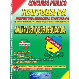 Apostila Digital Concurso Prefeitura de Itaituba - PA 2024 Auxiliar de Serviços Gerais Educacional