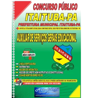 Apostila Digital Concurso Prefeitura de Itaituba - PA 2024 Auxiliar de Serviços Gerais Educacional