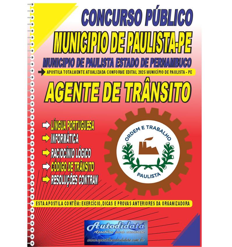 Apostila digital concurso Paulista PE 2025 Agente Trânsito