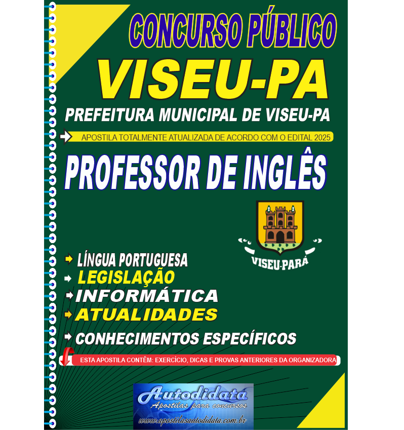Apostila concurso VISEU-PA 2025 Professor de Inglês
