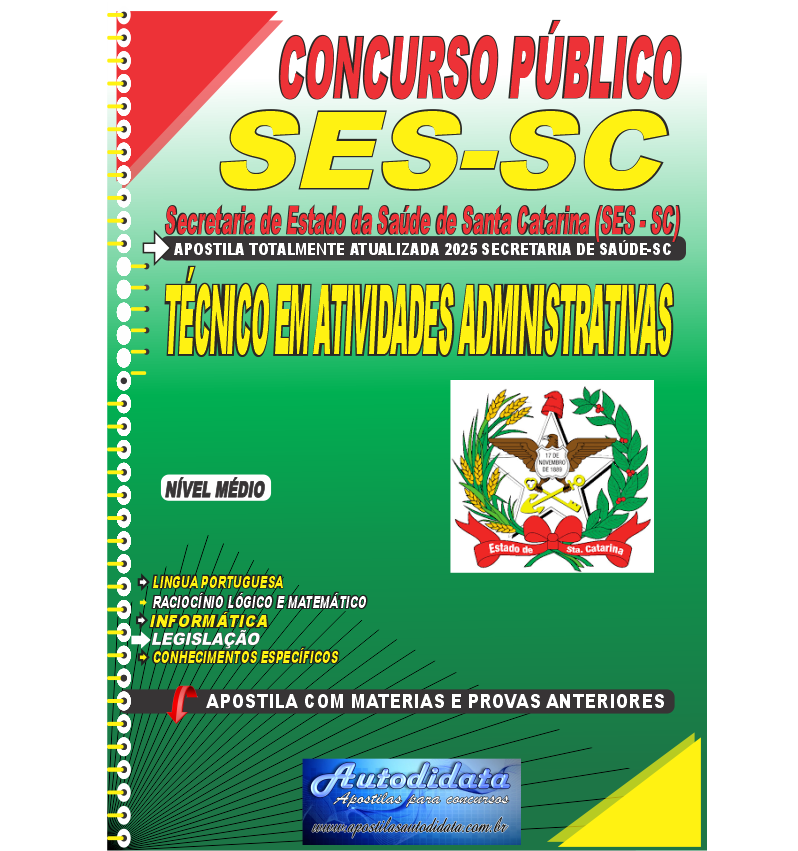 Apostila SES SC 2025 Técnico em Atividades Administrativas